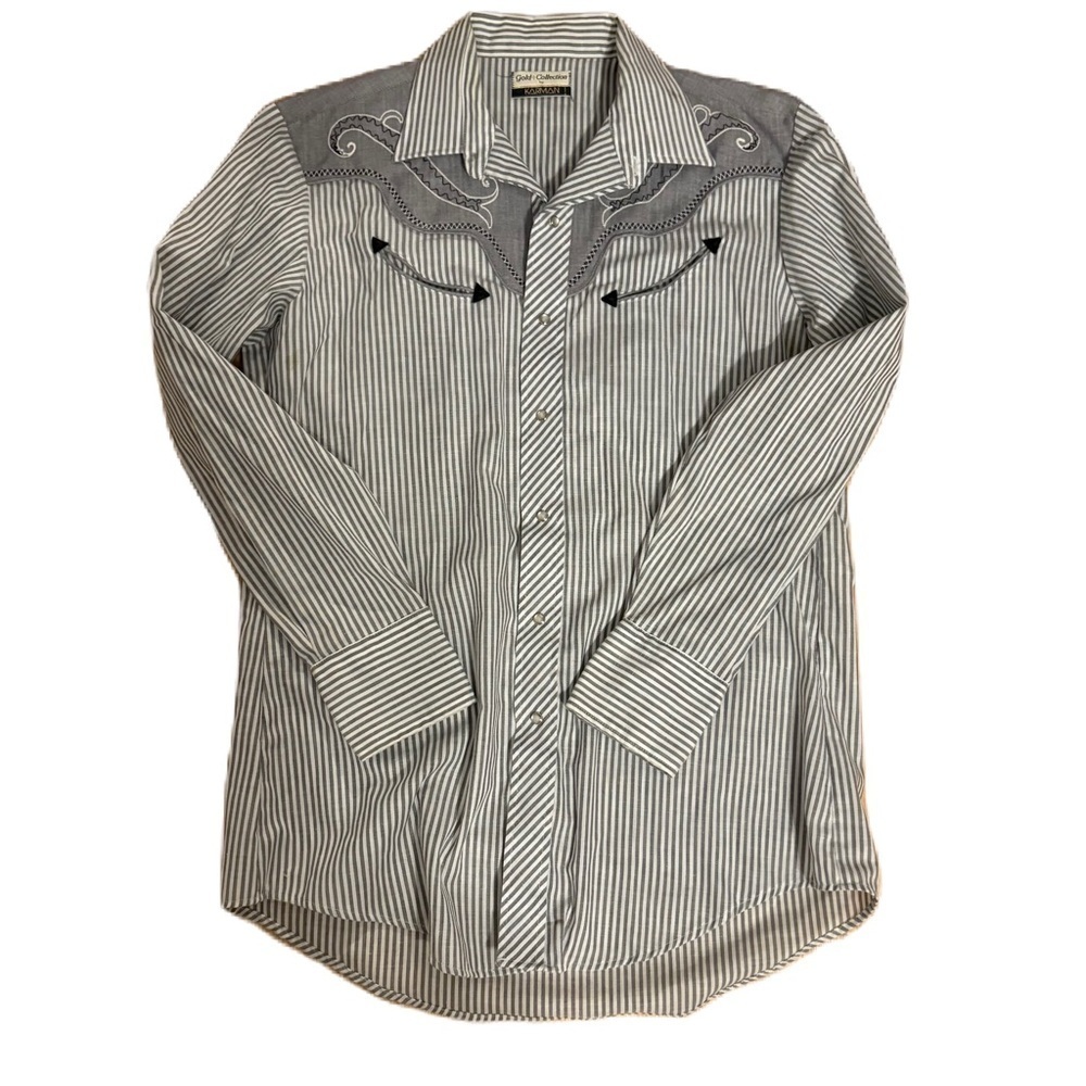 Vintage Karman Gold Collection Pearl Snap Embroidered Western Shirt Sz Large